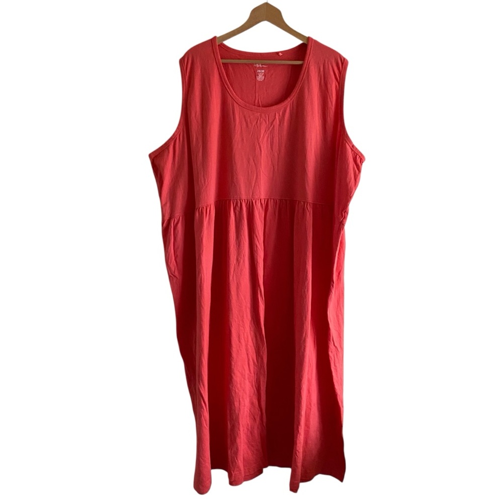 Ulla Popken Coral Cotton Sleeveless Midi Dress Plus Size 28/30 Casual - Picture 13 of 13
